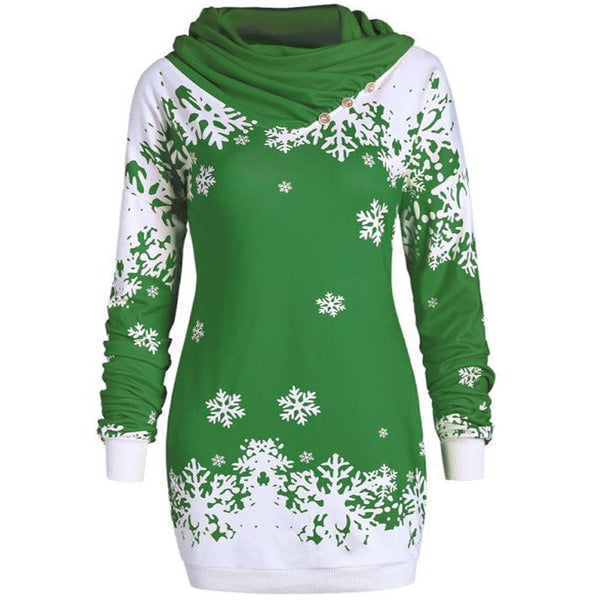Suéter Estampado con Cuello Bufanda de Manga Larga Navideño
