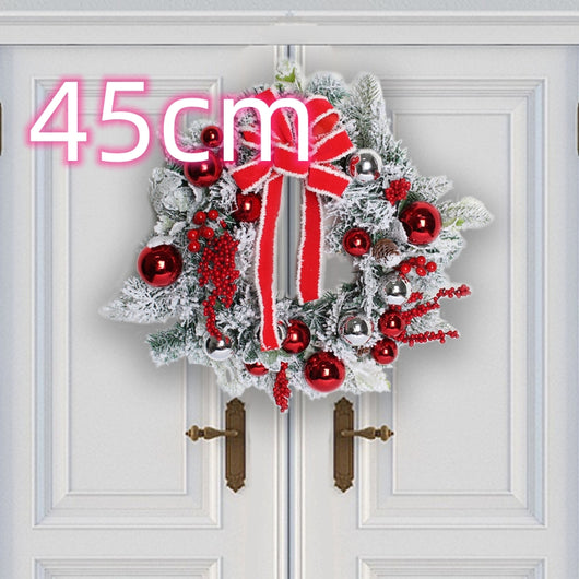 Corona Navideña Exterior con Efecto Nieve - Decoración Puerta Ratán Flocking - Image 19