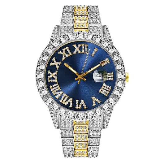 Reloj de Cuarzo con Banda de Acero y Diamantes Completos con Calendario - Image 26