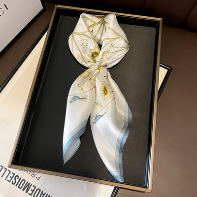 Pañuelo de Seda Beige Cuadrado para Mujer - Versátil y Fácil de Combinar - Image 45
