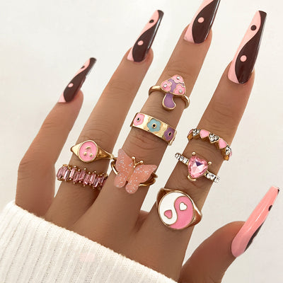 Anillo de Moda Europea y Americana con Efecto Goteo de Color - Image 9