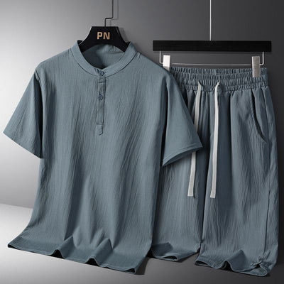 Conjunto de Shorts y Playera Casual Estilo Nacional en Algodón y Lino