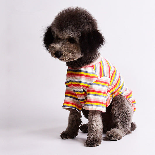Playera Fresca de Algodón Transpirable a Rayas para Perros y Gatos