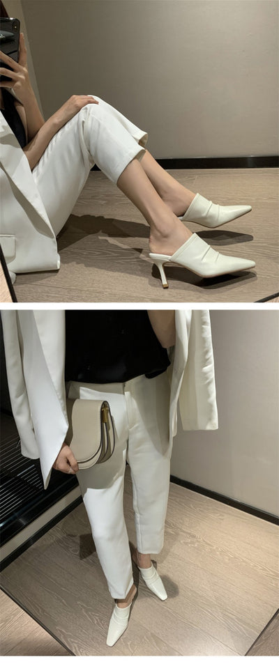 Zapatos de Cuero Vacuno con Punta Cerrada y Tacón Fino Plisado - Image 14