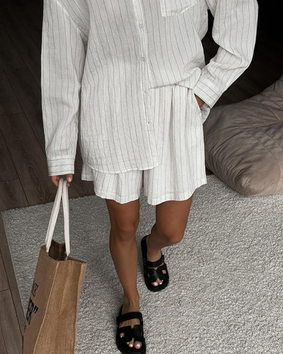 Camisa Manga Larga a Rayas Blancas - Dos Piezas Cómoda - Image 26