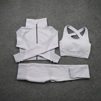 Conjunto Deportivo de 3 Piezas Yoga Fitness con Tela Elástica - Image 39