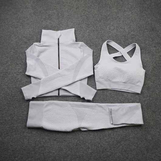 Conjunto Deportivo de 3 Piezas Yoga Fitness con Tela Elástica - Image 39