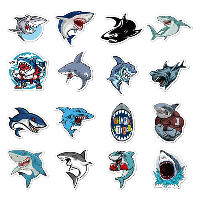 Set de 50 Stickers Tiburón Cartoon - Impermeables para Maletas, Patinetas y Decoración - Image 3