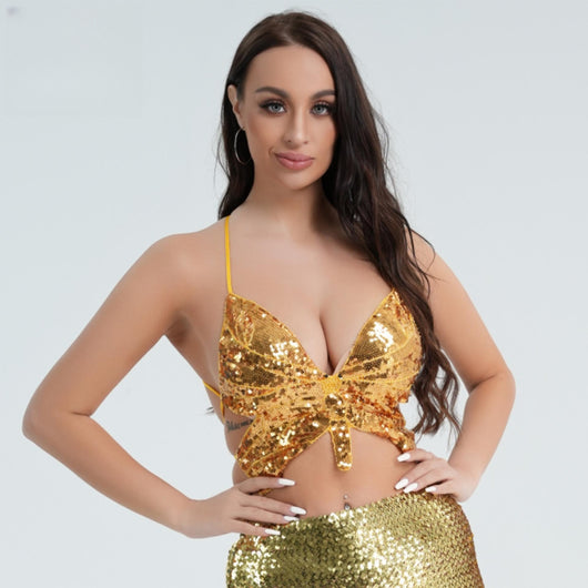 Top Sostén con Lentejuelas y Diseño de Mariposa - Image 4