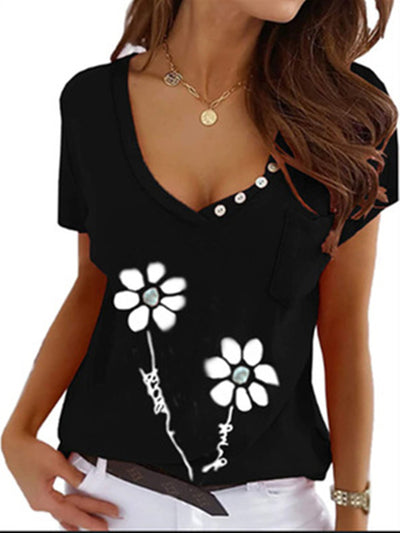 Camiseta Slim Fit Cuello V con Estampado Manga Corta - Image 3