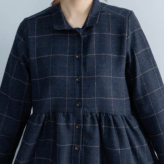 Vestido Largo Escocés de Lana para Mujer - Estilo Universitario Otoño Invierno - Image 3