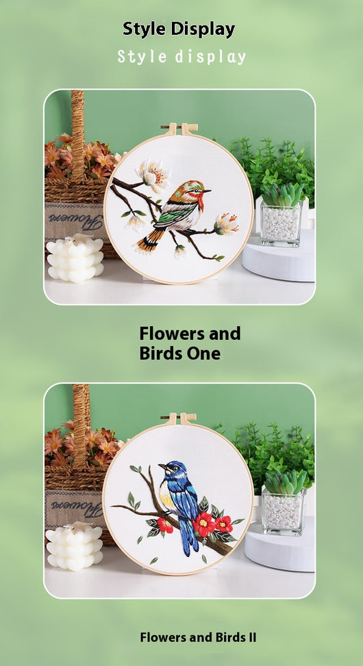 Kit Completo de Bordado DIY: Cuadro Decorativo con Flores y Pájaros - Image 12