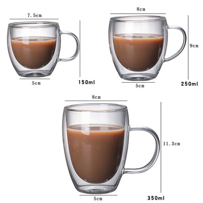 Taza de Café Térmica de Vidrio Borosilicato Doble Capa con Asa - Image 4