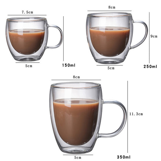 Taza de Café Térmica de Vidrio Borosilicato Doble Capa con Asa - Image 4