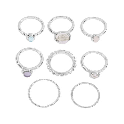 Anillos Articulados de Piedra Colorida con Acabado Metálico para Mujer - Image 11