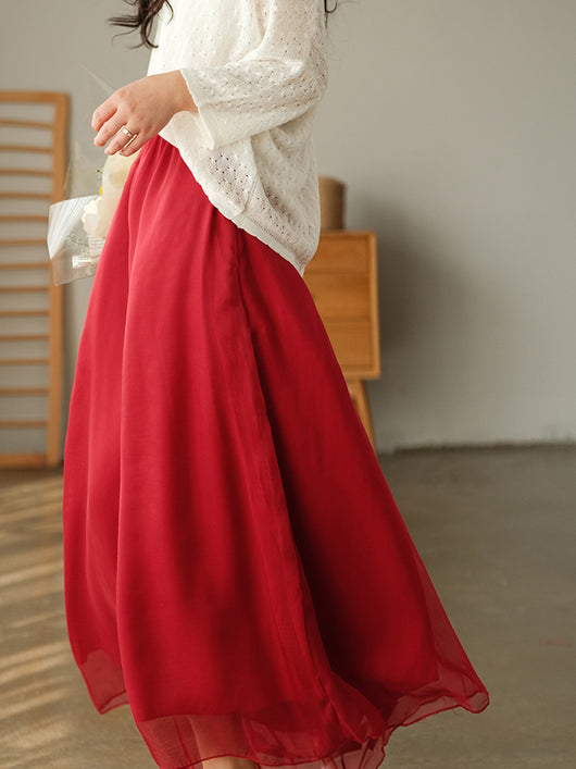 Pantalones Anchos de Cintura Alta en Malla y Gasa - Comodidad Elegante - Image 3