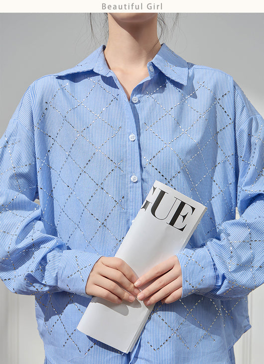 Conjunto Casual de Blusa y Shorts Azul para Mujer - Image 14
