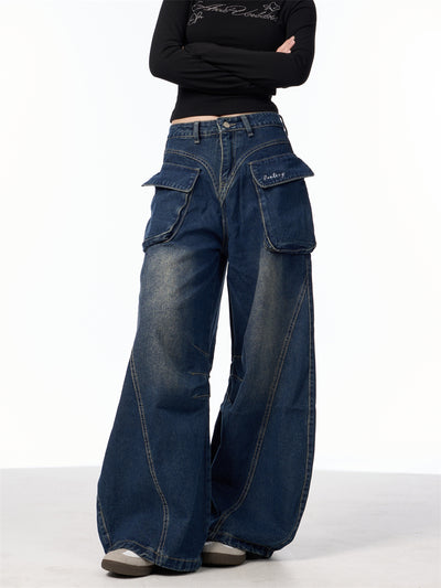 Pantalones Vaqueros Anchos de Cintura Alta con Bolsillos Funcionales - Image 19