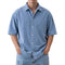 Camisa de Pana Suelta para Hombre - Manga Corta Color Sólido