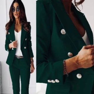 Blazer Doble Botonadura Slim con Pantalón Deportivo Mujer - Image 13