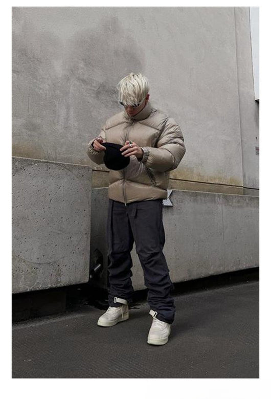 Chaqueta Acolchada de Terciopelo con Cuello Alto Estilo Urbano - Image 16