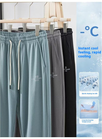 Pantalones Casuales Hombre Transpirables Seda de Hielo Cintura Elástica - Image 9