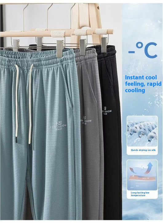 Pantalones Casuales Hombre Transpirables Seda de Hielo Cintura Elástica - Image 9