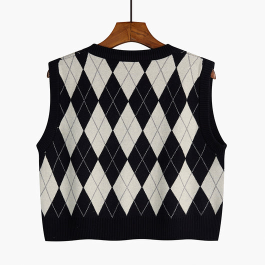 Chaleco Tejido Retro Capas - Corto y Versátil - Image 2