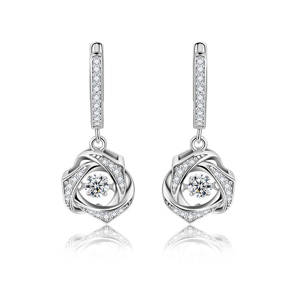 Aretes de Plata Esterlina Luxury Corazón Brillante para Mujer