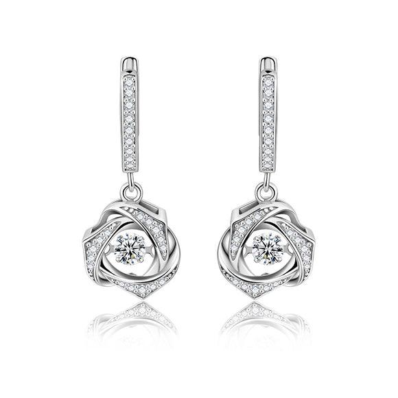 Aretes de Plata Esterlina Luxury Corazón Brillante para Mujer