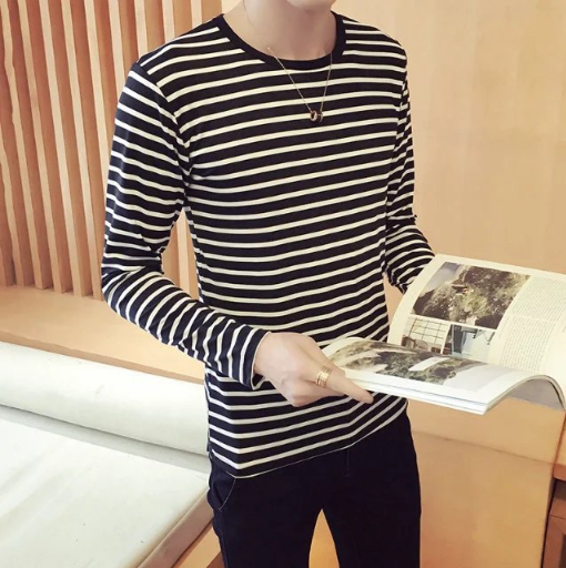 Camiseta Oversized a Rayas Blanco y Negro - Manga Larga Unisex