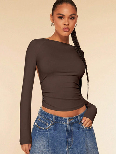 Blusa Espalda Descubierta Otoño Invierno - Diseño Europeo Moderno - Image 9