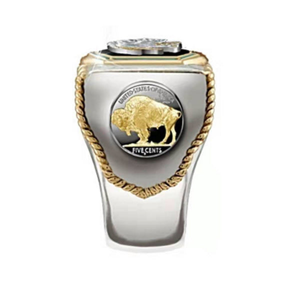 Anillo Dorado Bicolor Chapado en Oro