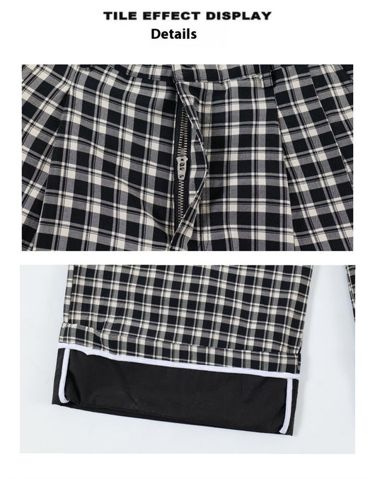 Pantalón Cuadros Mujer Cintura Alta Recto Holgado - Image 10