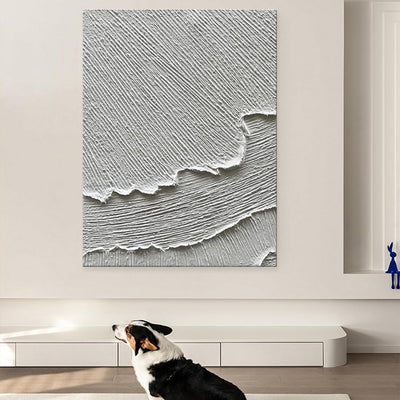 Cuadro Abstracto Olas Blancas con Textura 3D - Pintura al Óleo Hecha a Mano para Sala y Dormitorio - Image 2