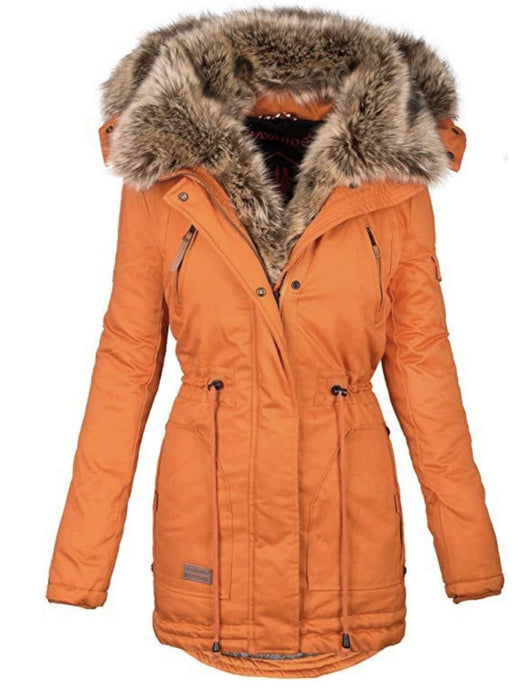 Abrigo Mujer Invierno con Cuello de Piel y Cierre de Cremallera - Image 11