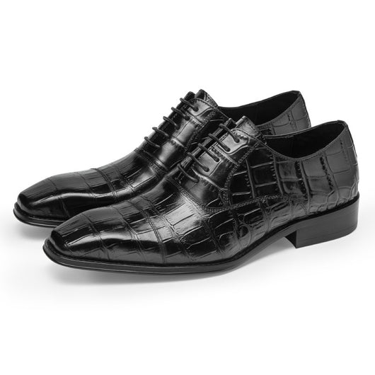 Zapatos Formales de Cuero Genuino Teñidos a Mano con Grabado en Relieve para Hombre - Image 3