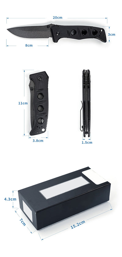 Cuchillo Plegable Táctico D2 con Mango G10 y Soporte de Espalda - Image 8
