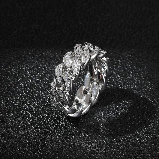 Anillo Cubano de Circonia Cúbica para Hombre con Eslabones de Una Fila - Image 9
