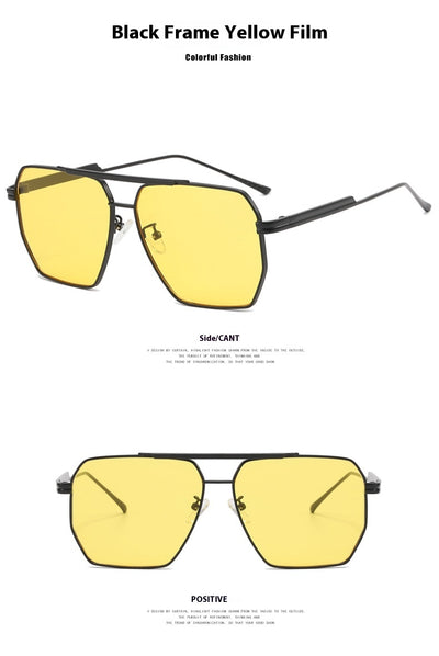 Gold frame double gray polygonal sunglasses with a double beam design and gradient lenses. - Image 19