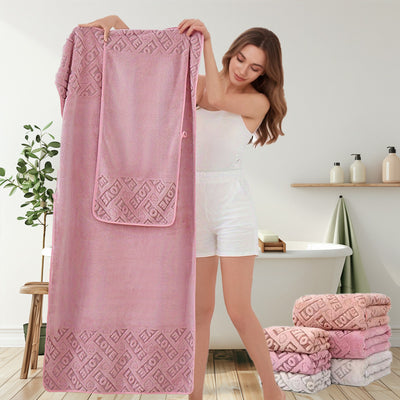 Juego de Toallas de Baño Jacquard Coral Fleece - Súper Absorbentes y Ultra Suaves - Image 2