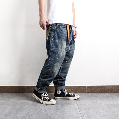 Jeans Rectos Hombre Lavado Verde Claro con Detalles de Tinta - Image 8