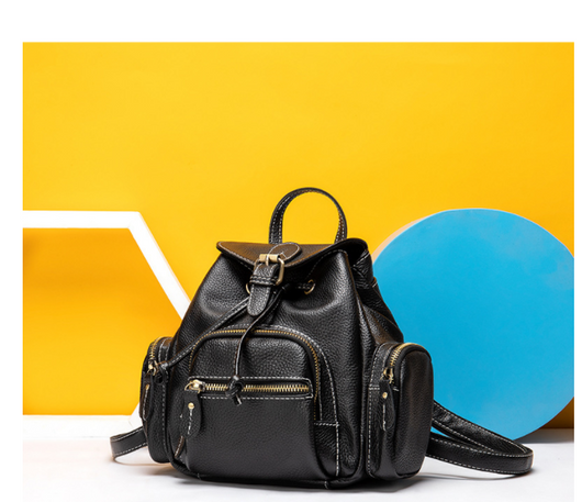Mochila de Cuero Grande Estilo Retro con Bolsillo Frontal - Image 3