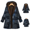 Chaqueta Acolchada con Estampado Étnico y Terciopelo
