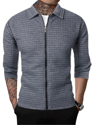 Cardigan Tipo Waffle con Solapa para Hombre - Casual y Versátil - Image 8