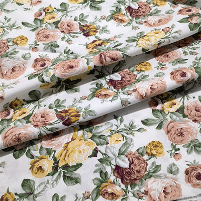 Tela de Algodón Twill con Estampado de Peonías y Rosas para Ropa de Cama y Hogar - Image 13