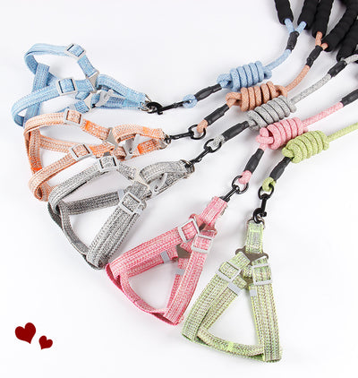 Correa de Pecho Nylon para Perro con Cadena Trenzada - Diseño Fashion
