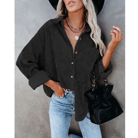 Chamarra Casual para Mujer de Solapa con Color Sólido - Otoño e Invierno - Image 3
