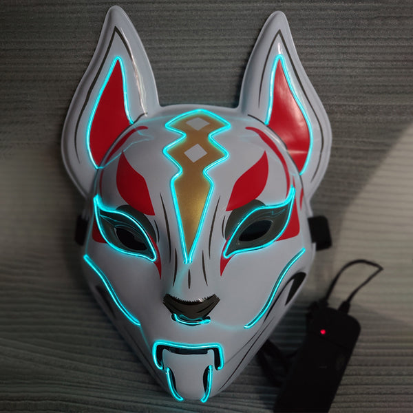 Máscara Facial Luminosa de Gato para Mujer - Cosplay Demon Slayer con Luz Fría