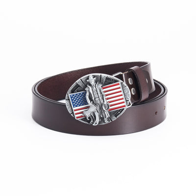Cinturón de Cuero Genuino con Hebilla Bandera - Estilo Personalizado - Image 6
